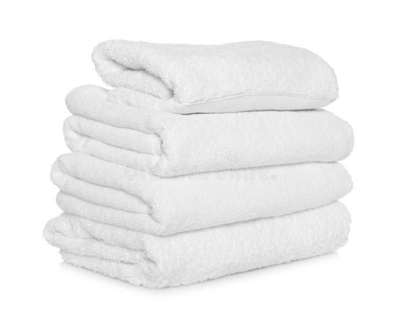 Folded Soft Terry Towels on White Background Stock Photo Image of