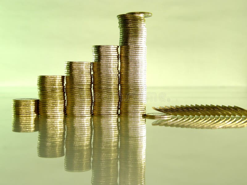 Folded stack of coins in the form of charts