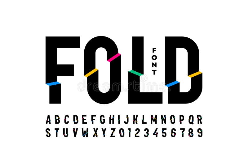 Folded style colorful font vector illustration