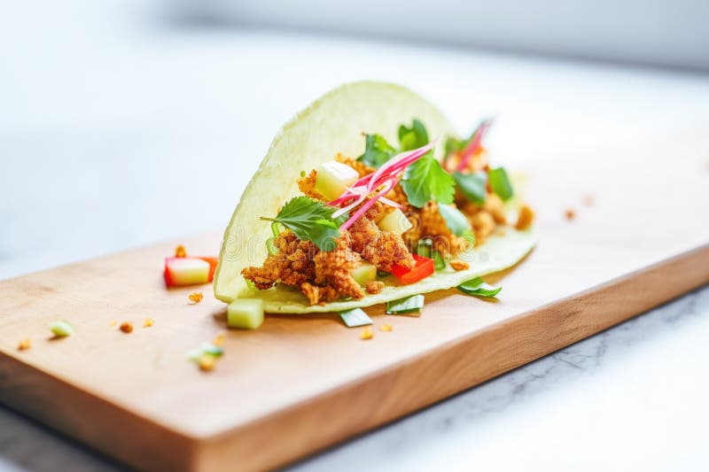 Folded Taco with Spicy Tofu Crumble Stock Illustration - Illustration