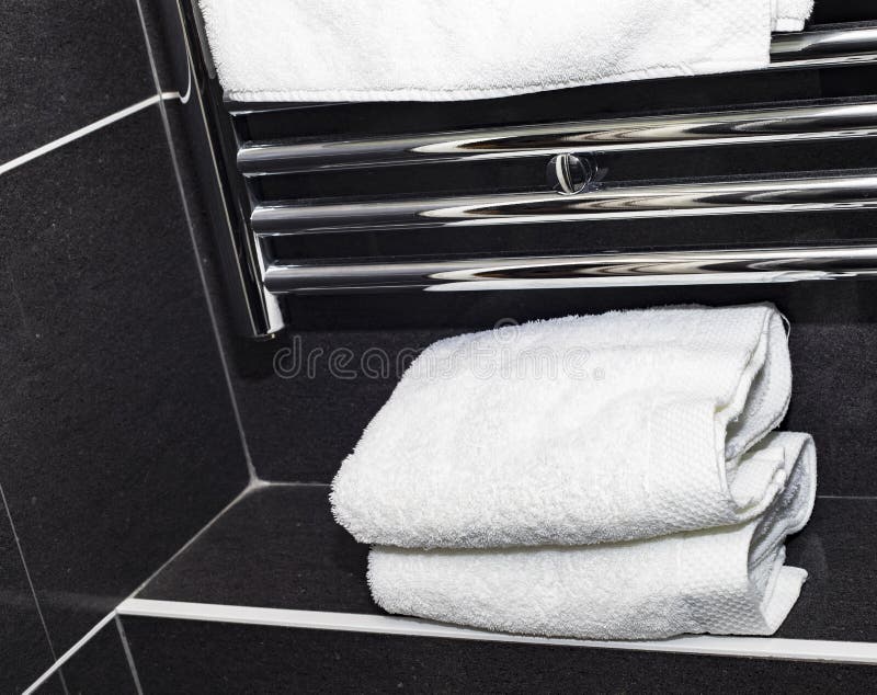 Folded Towels in Hotel Bathroom Stock Photo Image of marble, tiles