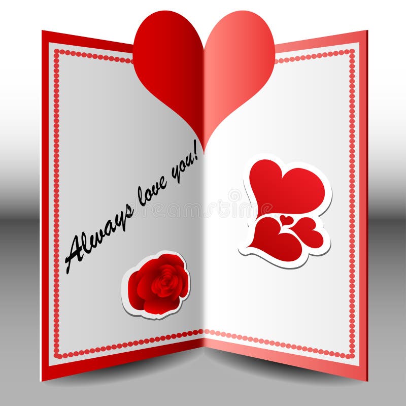 Folded Valentine card stock illustration