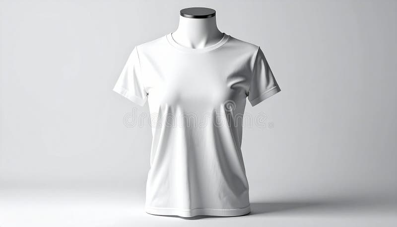 Folded White TShirt on Modern Mannequin Bust Transparent Background vector illustration