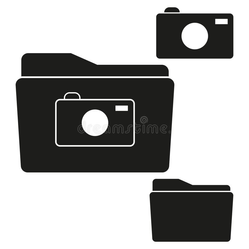 Folder with camera icon. File management symbol. Photography vector illustration. royalty free illustration
