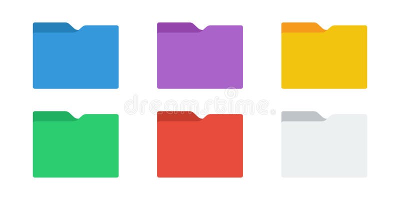 Folder color icon collection. Vector file document flat symbol set vector illustration