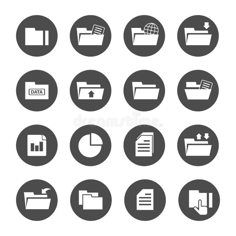 Folder and document graph chart for business icon set royalty free illustration