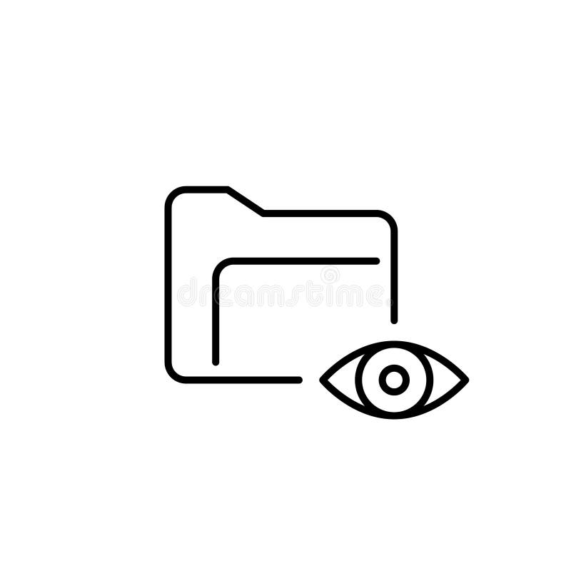 Folder and eye. File examination, document statistics. Pixel perfect vector icon royalty free illustration