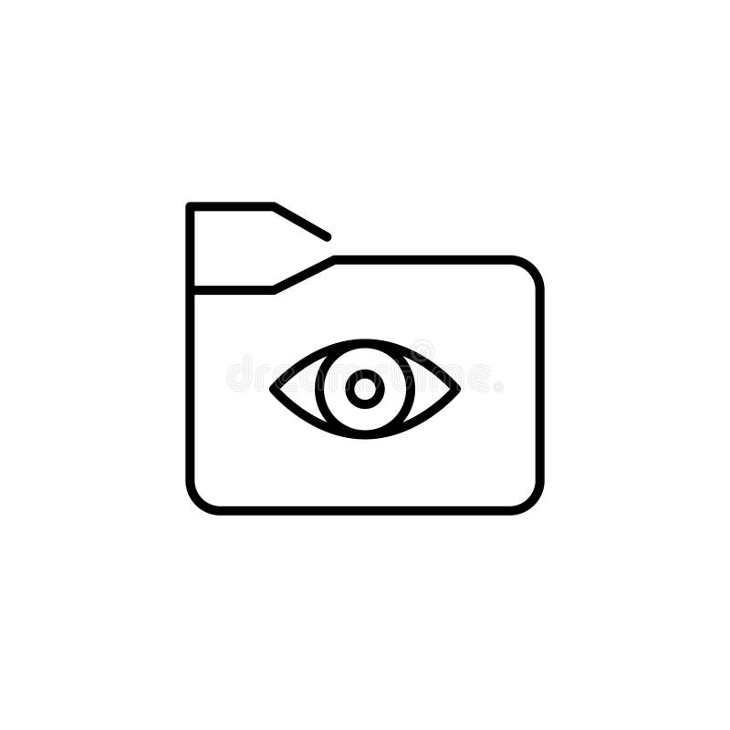 Folder and eye. File visibility, document examination. Pixel perfect vector icon stock illustration