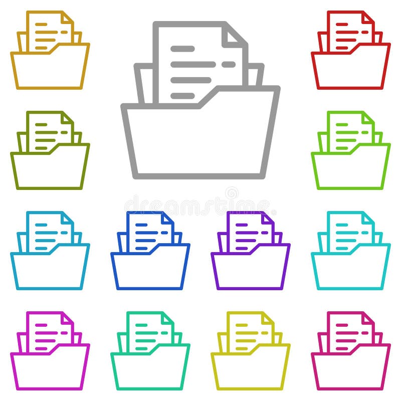 Folder, file multi color icon. Simple thin line, outline vector of project management icons for ui and ux, website or mobile vector illustration