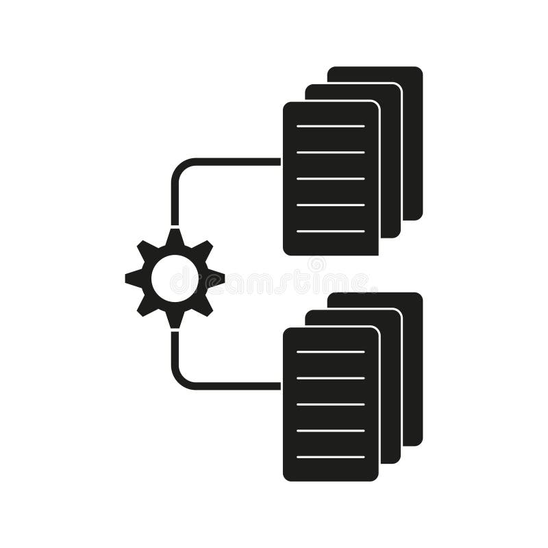 Folder icon. Gear sync symbol. Data transfer illustration. Vector file sign. stock illustration