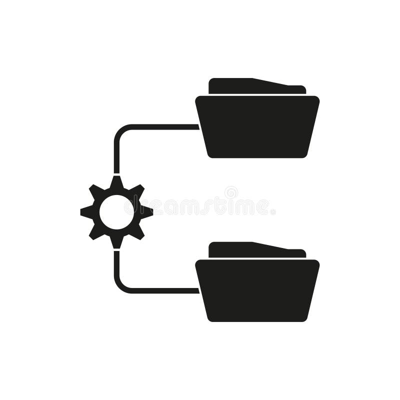 Folder icon. Gear sync symbol. Data transfer illustration. Vector file sign. royalty free illustration