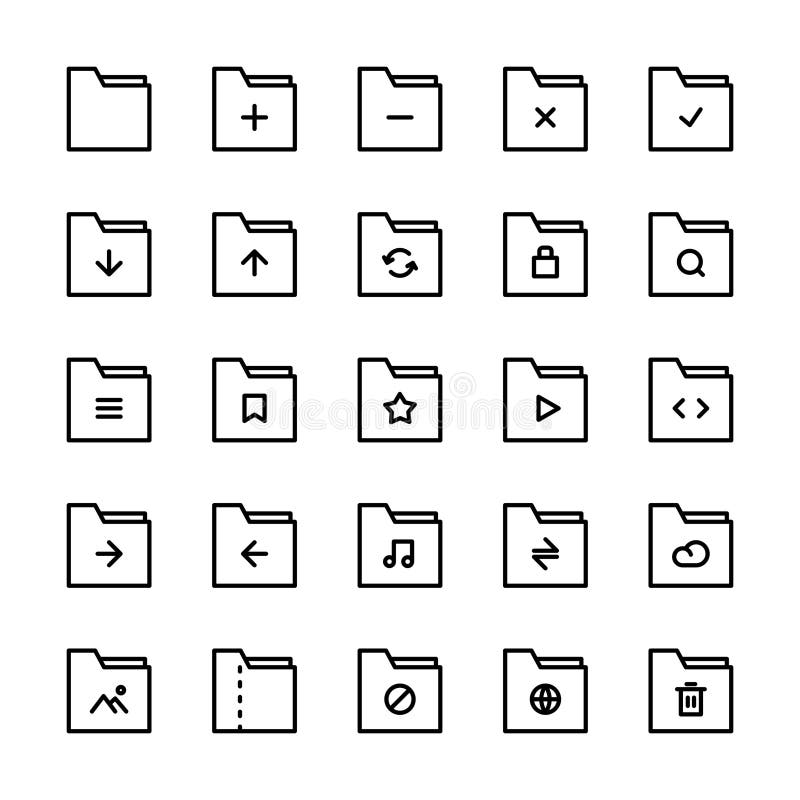 Folder icon set. Folder vector icon. 25 icons royalty free illustration