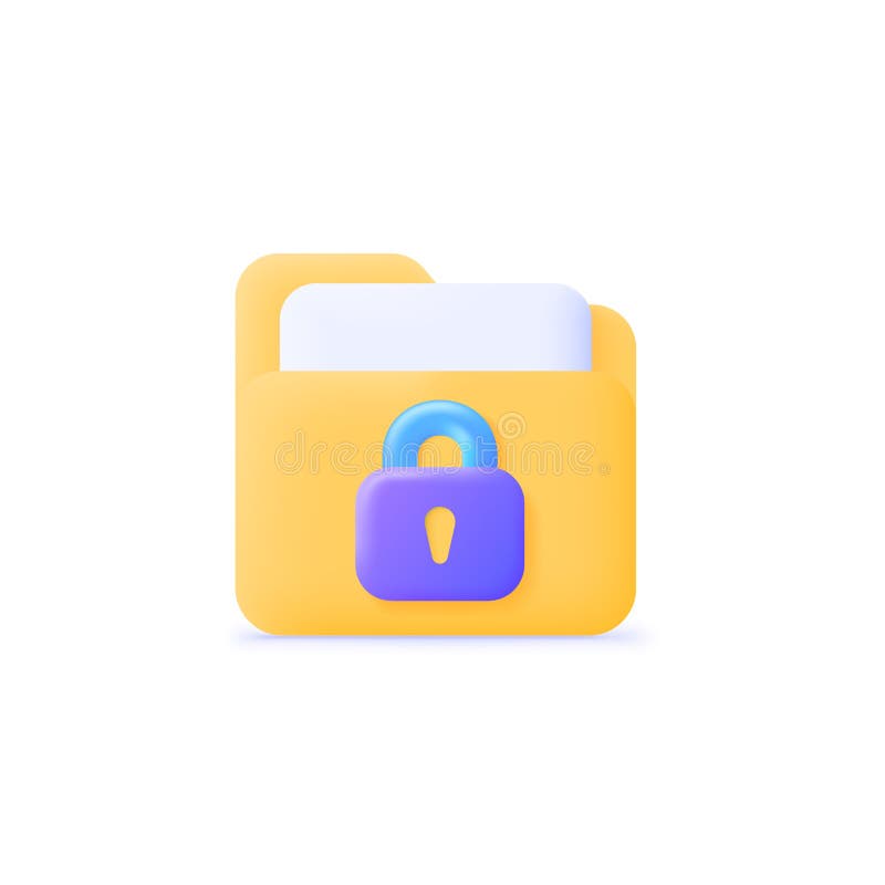 Folder lock on white background. Privacy concept. Vector illustration file. 3d vector icon royalty free illustration