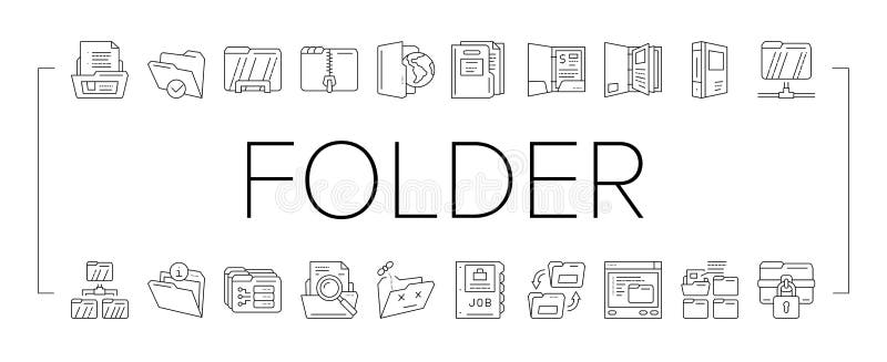 Folder Paper Business File Empty Icons Set Vector Stock Vector