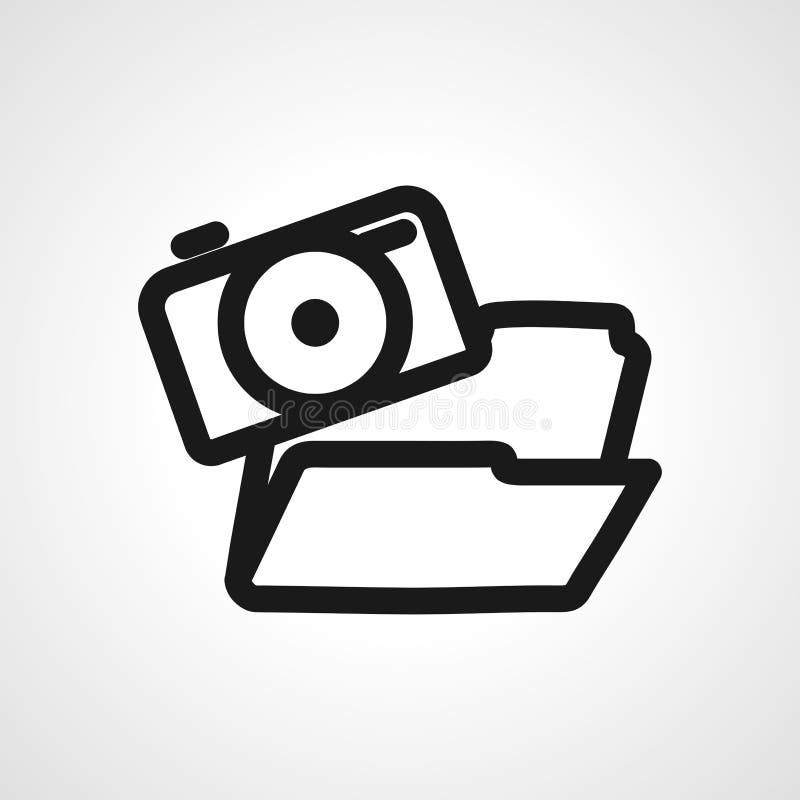 Folder with photo files line icon. folder with photo files isolated simple icon royalty free illustration
