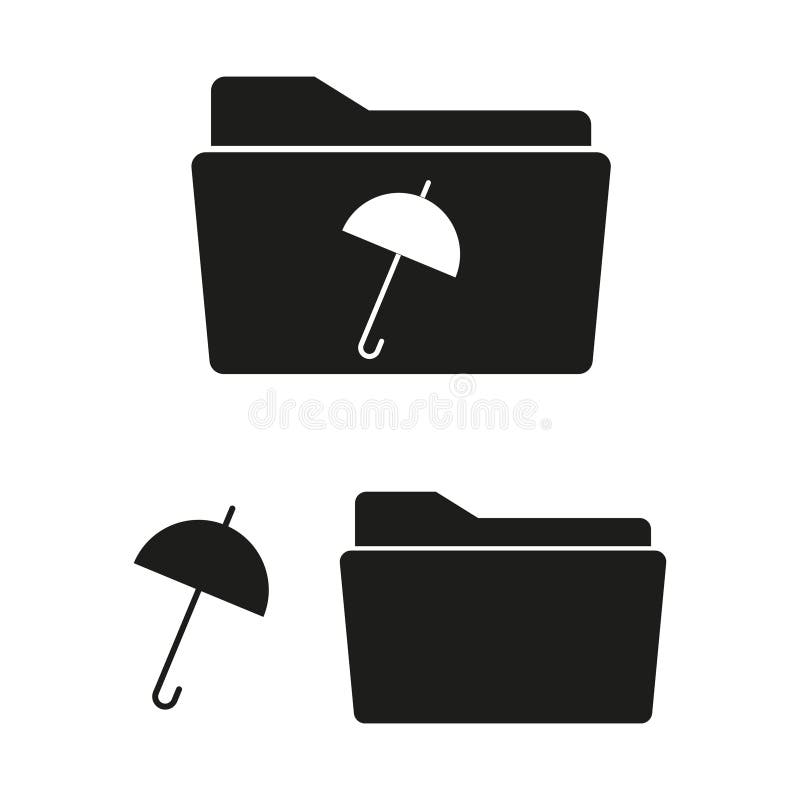 Folder protection icon. Umbrella symbol vector. Document safety concept. File security illustration. stock illustration