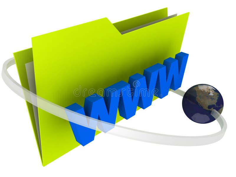 3D Illustration of a world wide web folder. World wide web computer illustrations