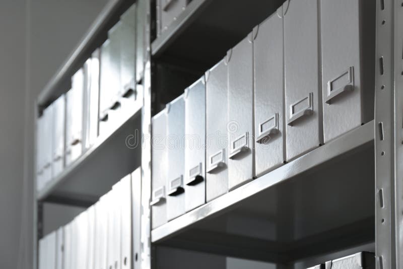 Folders with Documents on Shelves Stock Photo Image of research