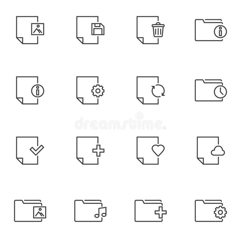 Folders and files line icons set royalty free illustration
