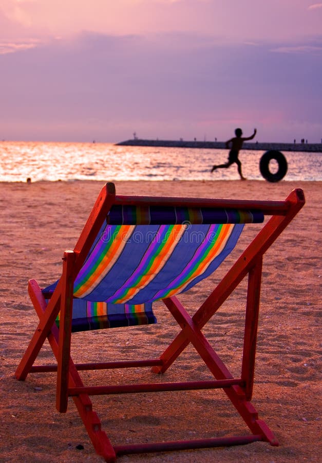 Folding Beach Chair at Dusk