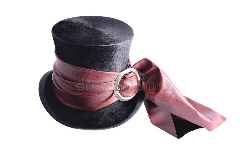 Pink Top hat with Ribbon white