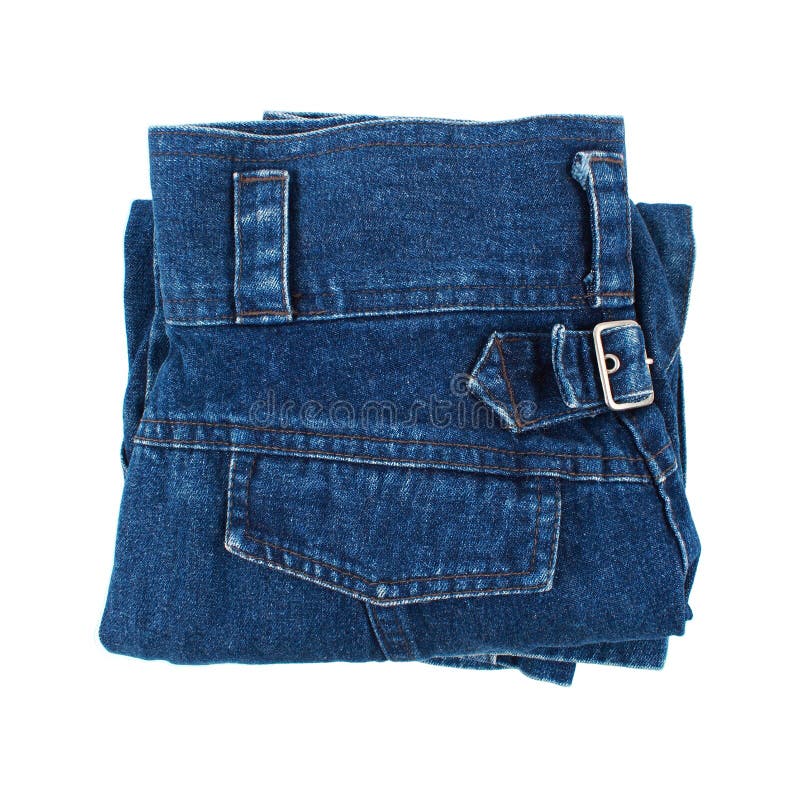 Stack of Folding Jeans on White Stock Image Image of blue, close
