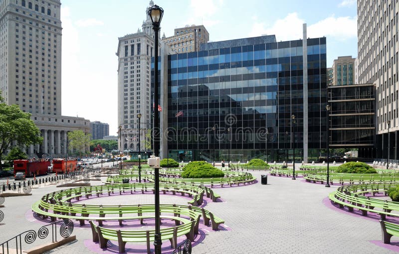 Foley Square in New York City Stock Photo Image of bench, spiral