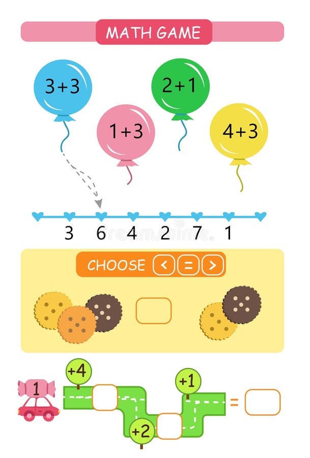 Conjunto Jogos Matemáticos Matemática Jogo Educativo Para Crianças Tarefa  Contagem imagem vetorial de ek_tim© 393772670