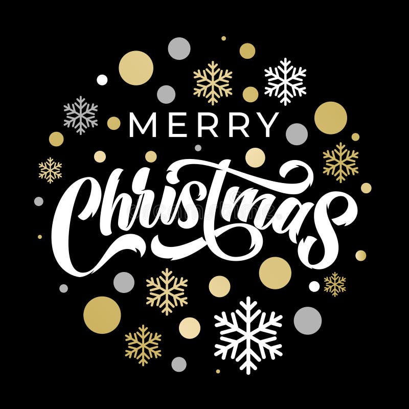 Folha de caligrafia de Natal feliz em um padrão de ornamento dourado e prateado em flocos de neve Feliz cartão de boas-vindas de ilustração stock Folha de caligrafia de Natal feliz em um padrão de ornamento dourado e prateado em flocos de neve Feliz cartão de boas-vindas de ilustração stock