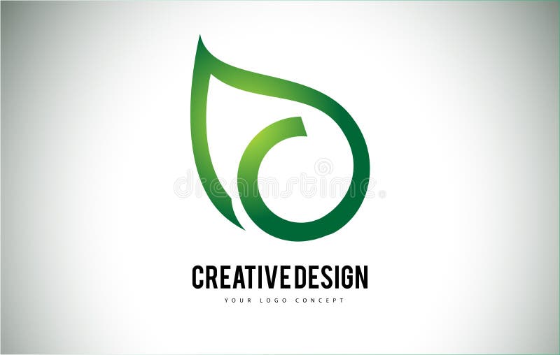 Design de Logótipo com a Letra C e Folha Verde, Contorno de Folha ilustração royalty free
