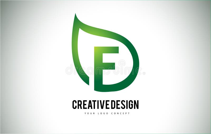 Folha Logo Letter Design de E com esboço verde da folha ilustração stock