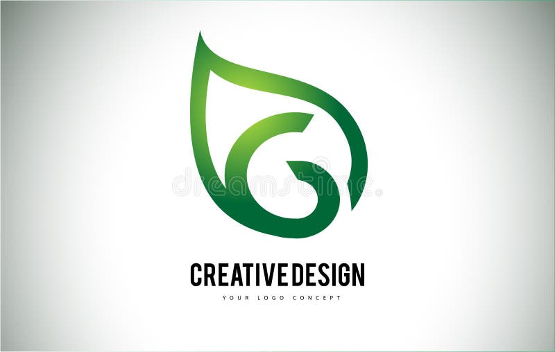 Folha Logo Letter Design de G com esboço verde da folha ilustração do vetor