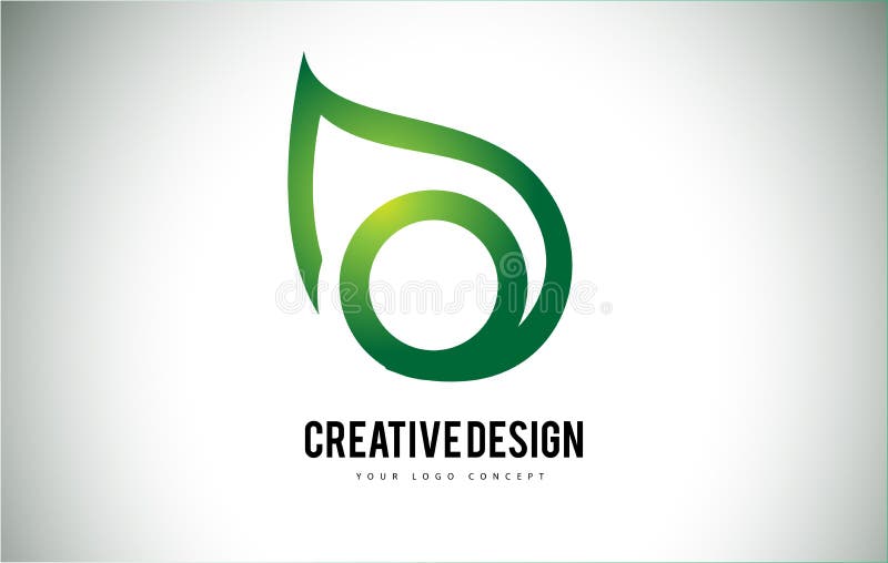Design de Logótipo com Letra O Folha com Contorno Verde ilustração stock