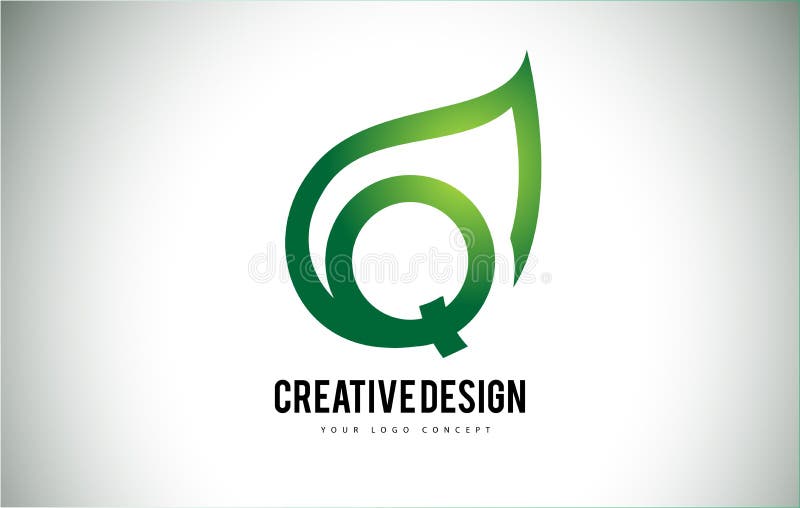 Folha Logo Letter Design de Q com esboço verde da folha ilustração royalty free