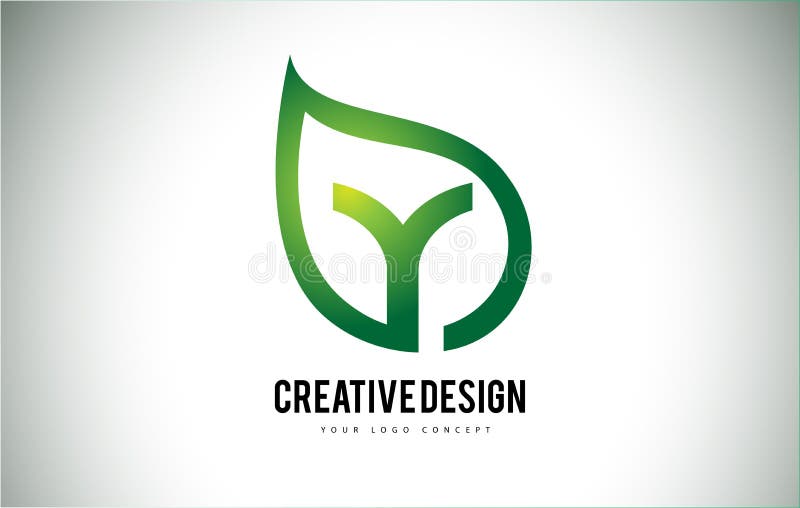 Folha Logo Letter Design de Y com esboço verde da folha ilustração stock