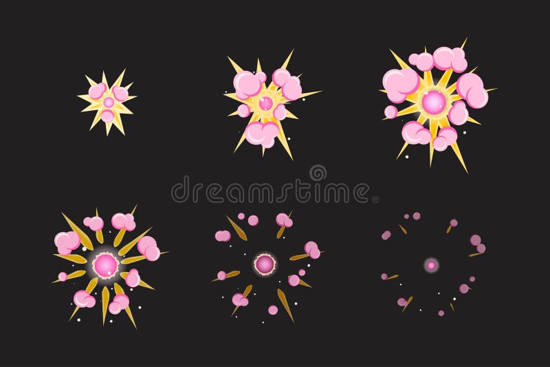 Folha para a explosão do fogo da névoa do rosa dos desenhos animados, móbil de Sprite, animação instantânea do efeito do jogo 8 q ilustração do vetor Folha para a explosão do fogo da névoa do rosa dos desenhos animados, móbil de Sprite, animação instantânea do efeito do jogo 8 q ilustração do vetor