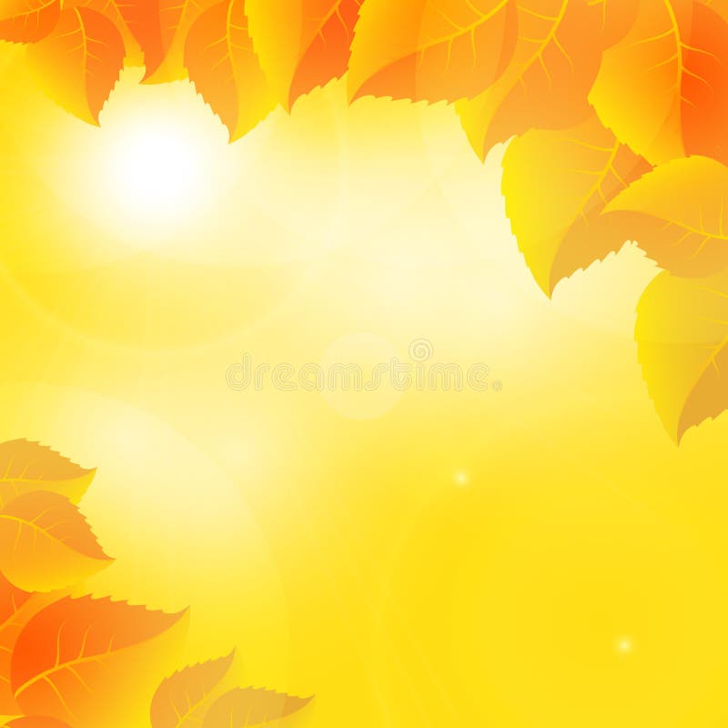 Autumn leaves on a sunny sky background. Eps10 vector. Autumn leaves on a sunny sky background. Eps10 vector.