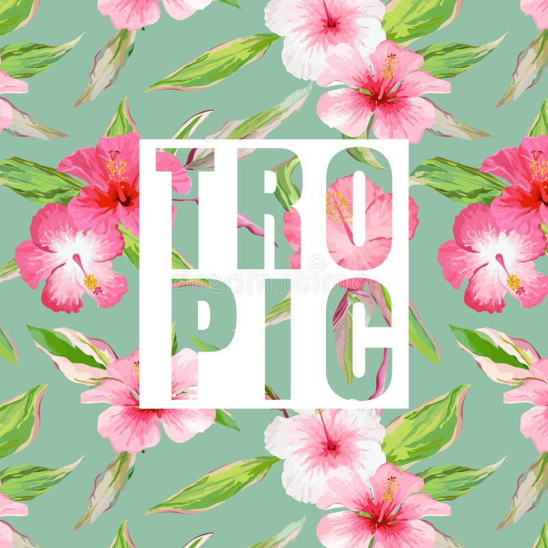 Folhas e fundo tropicais das flores Projeto gráfico do t-shirt ilustração stock Folhas e fundo tropicais das flores Projeto gráfico do t-shirt ilustração stock
