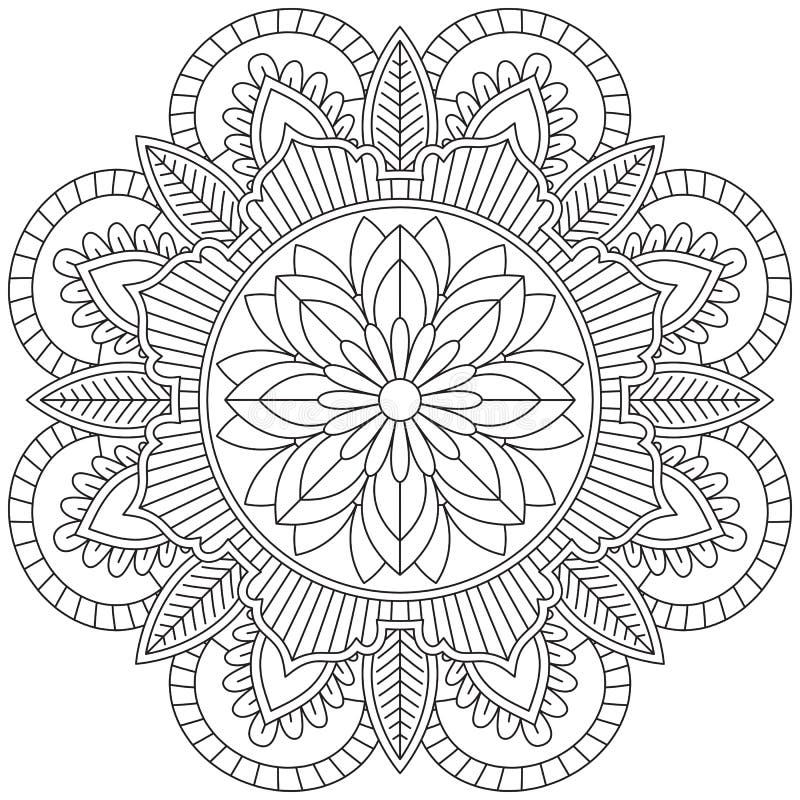 Desenho Floral De Flores De Mandala Para Colorir Meditação De Pintura  Ilustração do Vetor - Ilustração de hena, elegante: 218583966