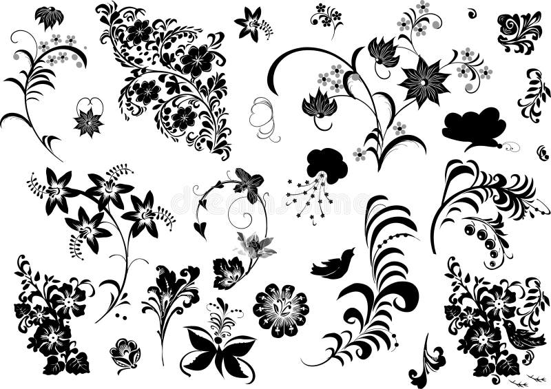 Foliage elements collection royalty free illustration