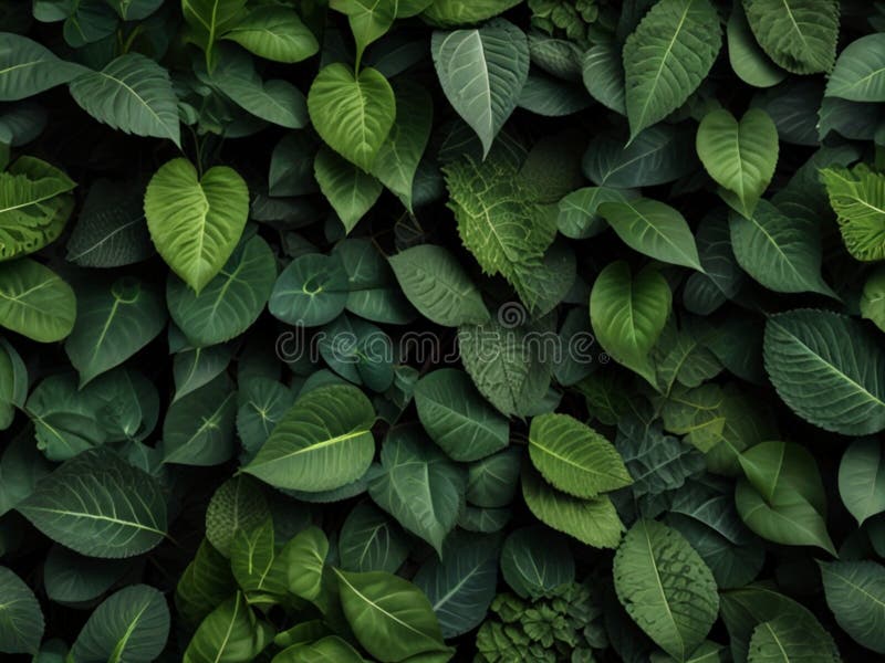 The foliage varies in size and shape, from broad, verdant leaves to slender tendrils and delicate fronds. Some leaves are a deep, emerald green, while others are tinged with hints of chartreuse or lime, adding dimension and contrast to the texture. The foliage varies in size and shape, from broad, verdant leaves to slender tendrils and delicate fronds. Some leaves are a deep, emerald green, while others are tinged with hints of chartreuse or lime, adding dimension and contrast to the texture.