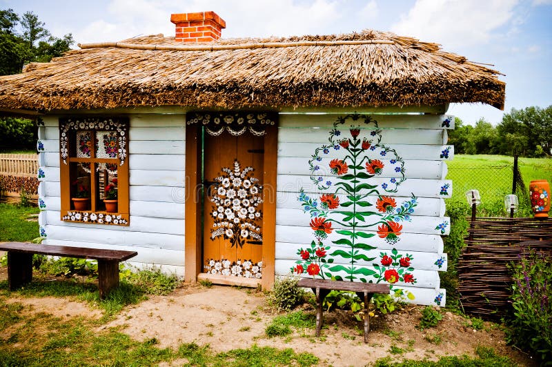 Folk art. Painted house in Zalipie, Poland