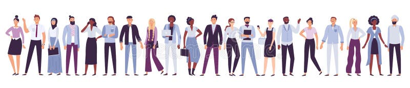 Folk för affärsföretag Kontorslag, mångkulturell kollektiv arbetargrupp och affärsmangemenskapvektor royaltyfri illustrationer