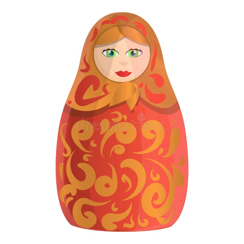 Nesting Doll Icon, Cartoon Style Stock Vector Illustration of bright