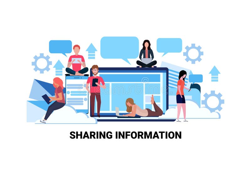Folk som använder det sociala nätverket för internetgrejer som delar lägenheten för kommunikation för anslutning för informations royaltyfri illustrationer Folk som använder det sociala nätverket för internetgrejer som delar lägenheten för kommunikation för anslutning för informations royaltyfri illustrationer