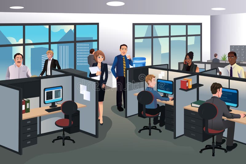 Folk som arbetar i kontoret stock illustrationer