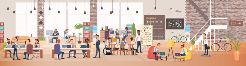 Folket arbetar i regeringsställning Coworking Workspace vektor royaltyfri illustrationer