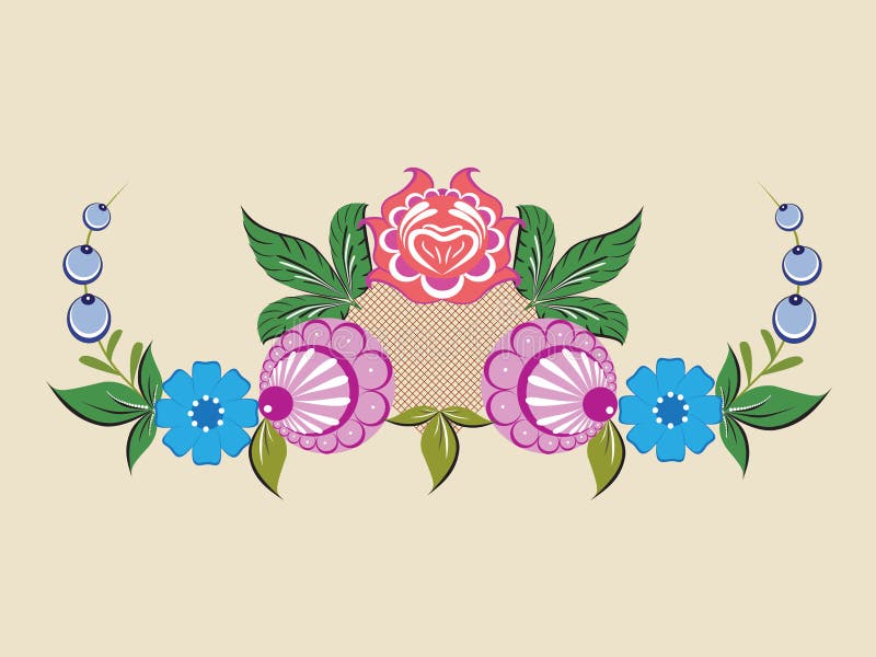 Folklore pattern, Gorodets painting, Russia