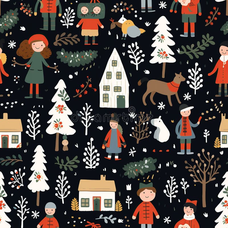 Folklore Weihnachtsfest nahtlos Muster lizenzfreies stockfoto