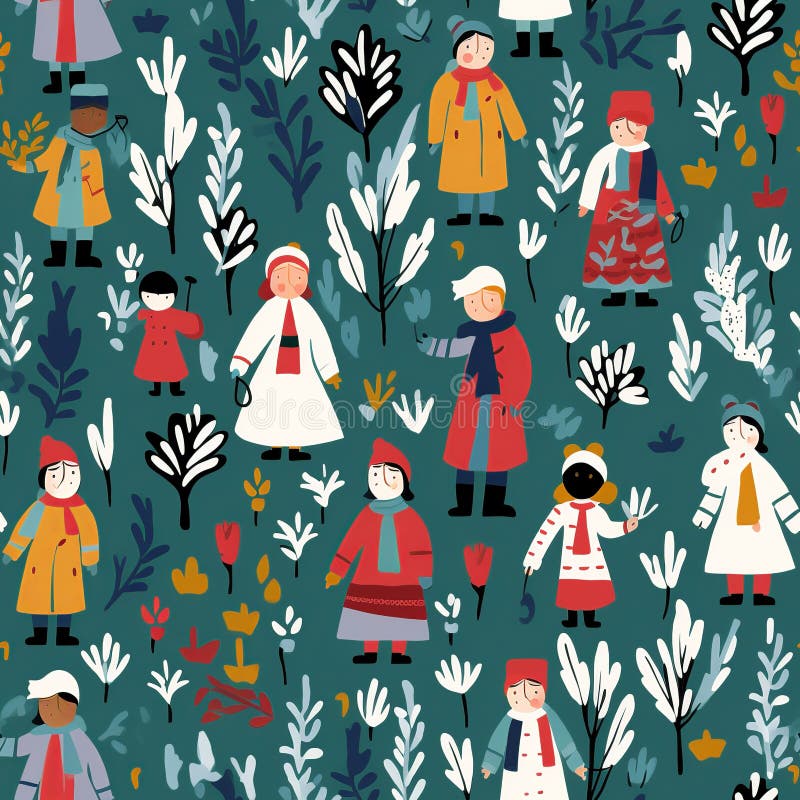 Folklore Weihnachtsfest nahtlos Muster lizenzfreies stockfoto